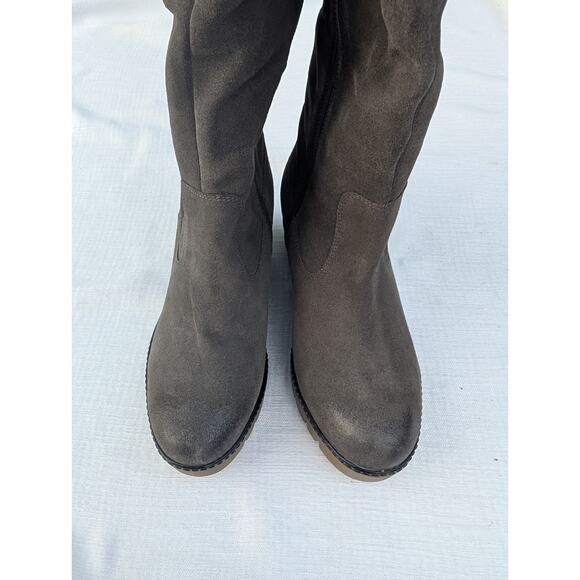 Vintage Foundry Co Womens Maisie Tall Suede Wedge Boots 9 Gray Slouch Soft Luxe - Picture 3 of 8